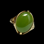 10K Yellow Gold Oval Cut Jade Ring Size 6.5