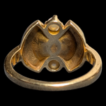 Vintage Art Deco 10K Gold and Pearl Enamelled Ring Size 6