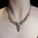 1950's Christian Dior by Mitchel Maer Demi-Parure Faux Sapphire / Pearl Necklace and Earrings Set