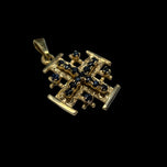 14K Yellow Gold Jerusalem Cross with Sapphires