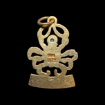 10K Yellow Gold Cancer Crab Zodiac Charm / Pendant With Turquoise