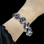 Sterling Silver N E From Denmark Amethyst Cabochon Bracelet