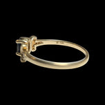 10K Yellow Gold Sapphire & Diamond Floral Shank Ring Size 6 1/4