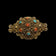 Early Gold Gilt Domed Brooch with Filigree Carnelian & Turquoise
