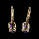 10K Yellow Gold Hinge / Lever Back Amethyst Gemstone Earrings