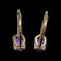 10K Yellow Gold Hinge / Lever Back Amethyst Gemstone Earrings