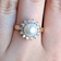 14K Gold & Cultured Pearl Ring Diamond Halo Size 6 1/4