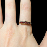 Vintage 9CT Scrollwork 5 Stone Garnet Ring Size 8