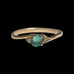 14K Yellow Gold Diamond & Emerald Ring Size 5 3/4