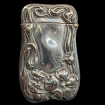 Vintage German Silver Match Case Ornate Art Nouveau Floral Motif With Striker