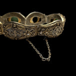 Ealry Chinese Export Gilt Silver Filigree Panel Bracelet with Carved Jade Panels Coy Fish