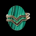 10K Yellow Gold Malachite Abstract Wave Ring Size 6 3/4