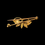 Antique 14K Yellow Gold Butterfly Brooch with Seed Pearls