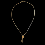 14K Yellow Gold Chain Necklace with Diamond Flower Lariat Style