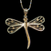 14K Yellow Gold Dragonfly Diamond Etched Statement Necklace