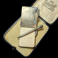 Antique Sterling Silver Notebook & Pencil Aide de Memoir with Bail Loop Birmingham England