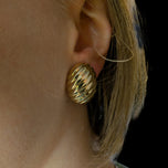 14K Yellow Gold Hollow Shell / Ribbed Stud Earrings