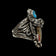 Sharon Cisco Navajo Native American Bear Claw Ring with Turquoise & Coral Size 10 1/4