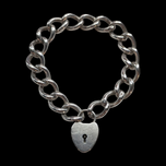 Sterling Silver Heart Padlock Bracelet