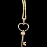 10K White Gold Diamond Heart Key Necklace