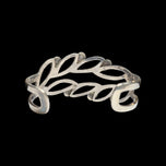 Modernist Abstract Sterling Silver & Tiger's Eye Leaf Cuff Bracelet Mexico