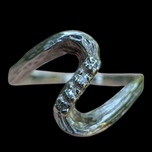 14K White Gold & Diamond Abstract Twisted Textured Ring Size 6 1/4