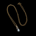 10K Yellow Gold Aquamarine and Diamond Necklace