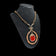 Mid-Century Modernist Artist Rafael Alfandary Red Glass & Brass Pendant Necklace: Canada