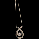 10K White Gold Diamond 1/3CTW Double Tear Drop Pendant Necklace