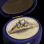 Antique 14K Art Deco Style High Setting Diamond Ring 6 1/2