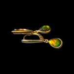 14K Yellow Gold Ammolite Drop Earrings