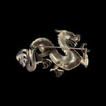 Sterling Silver Ruby & Marcasite Chinese Dragon Brooch