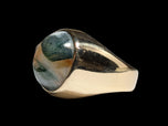 14K Yellow Moss Agate Oval Cabochon Ring Size 8 1/4