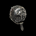 Antique Sterling Silver Retractable Measure / Sewing Tape on Bail Loop England, Repoussé Bird Motfif