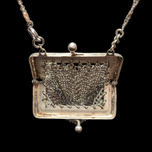 Antique German Silver Chain Mail Purse / Bag on Sterling Silver Chain Necklace