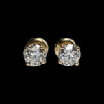 14K Yellow Gold Diamond Solitaire Stud Earrings 1.54 CT Total Weight Screw Backs