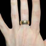 14K Yellow Gold Floral/ Leaf Etched Thick Band Size 7 1/4 8mm