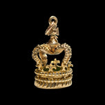 9K Yellow Gold British Royal Crown 3-D Pendant / Charm with Green Chalcedony
