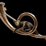 Antique 15K & Platinum Hunting Theme Articulated Fox Horn Brooch England