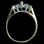 10K Yellow Gold Diamond & Sapphire Ring Size 7 1/4