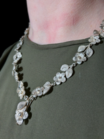 Sterling Silver Floral / Flower Link Filigree Drop Necklace