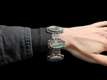 Sterling Silver Liquid Bead Mother of Pearl Link Bracelet Mexico