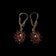Gilt Silver / Gold Wash / Vermeil Bohemian Garnet Flower Cluster Drop Earrings Hinge Hoop