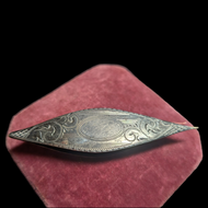 Antique Sterling Silver Engraved Tatting Lacemaking Shuttle Bobbin with Thread