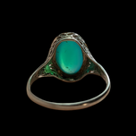 Antique 18K White Gold Art Deco and Chrysoprase Ring Size 8.5