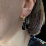 14K Yellow Gold Onyx Drop Stud Earrings