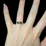 Antique 10K Gold Green Garnet Doublets & Seed Pearl Ring Size 5.5