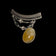 .875 Silver Modernist Drop Chain Sterling Brooch With Yellow Agate USSR Soviet