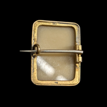 Antique Left Facing Cameo Brooch: Lava Stone & Gold Filled Shell C Clasp