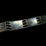 Sterling Silver & Jade Cabochon Panel Link Bracelet - Modernist MCM